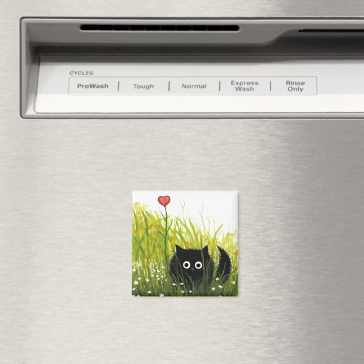 Fuzzy Black Cat One Liebe Bihrle Magnet (In Situ (Geschirrspüler))