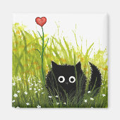 Fuzzy Black Cat One Liebe Bihrle Magnet (Vorne)
