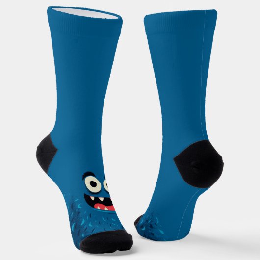 Fuzzy Blue Monster - Funny Cartoon Character Socken (Gewinkelt)