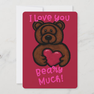 Fuzzy Brown Bear Valentine Feiertagskarte