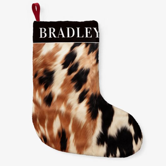 Fuzzy Cowhide Pattern | Monogramm Kleiner Weihnachtsstrumpf (Vorderseite)