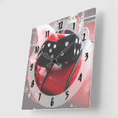 Fuzzy Dice in Chevy Quadratische Wanduhr (Winkel)