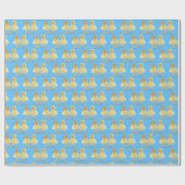 Fuzzy Duckling Couple auf blau Geschenkpapier (Flach)