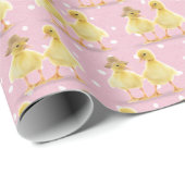 Fuzzy Duckling Couple auf Polka Docks Geschenkpapier (Rolleneckpunkt)