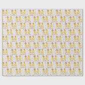 Fuzzy Duckling Couple auf Polka Docks Geschenkpapier (Flach)