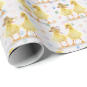 Fuzzy Duckling Couple auf Polka Docks Geschenkpapier (Rolleneckpunkt)