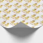 Fuzzy Duckling Couple auf Weiß Geschenkpapier (Ecke)