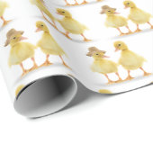 Fuzzy Duckling Couple auf Weiß Geschenkpapier (Rolleneckpunkt)