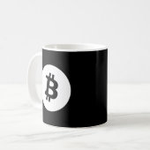 Fuzzy Express® Bitcoin White Logo Kaffeetasse (Vorderseite Links)