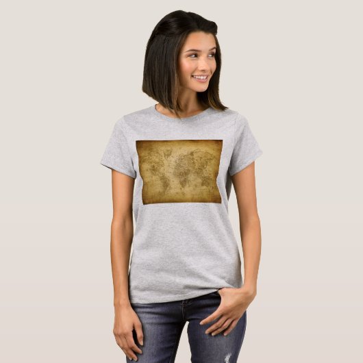 Fuzzy Express® Old Map Frau Grau T-Shirt (Vorne ganz)