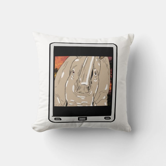Fuzzy Express® Rhino Selfie Kissen (Vorderseite)