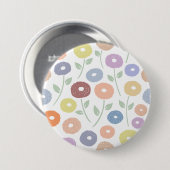 Fuzzy Flower Lg Pattern Pastels on White Button (Vorne & Hinten)