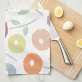 Fuzzy Flower Lg Pattern Pastels on White Geschirrtuch (Viertel Falte)