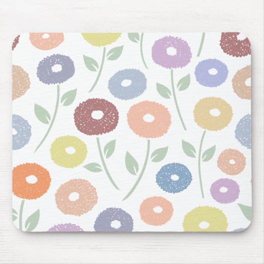 Fuzzy Flower Lg Pattern Pastels on White Mousepad (Vorne)