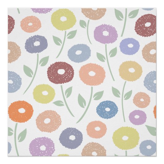 Fuzzy Flower Lg Pattern Pastels Poster (Vorderseite)