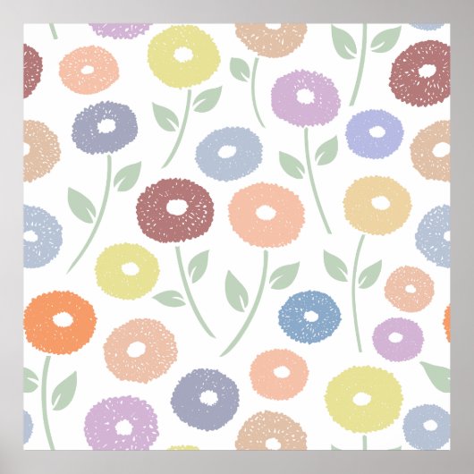 Fuzzy Flower Lg Pattern Pastels Poster (Vorne)