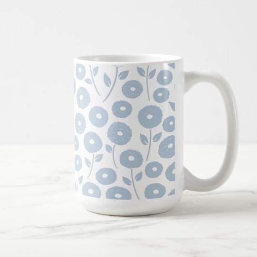Fuzzy Flower Pattern Blue on White Kaffeetasse (Rechts)