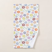 Fuzzy Flower Pattern Pastels on White Badhandtuch Set (Handtuch)