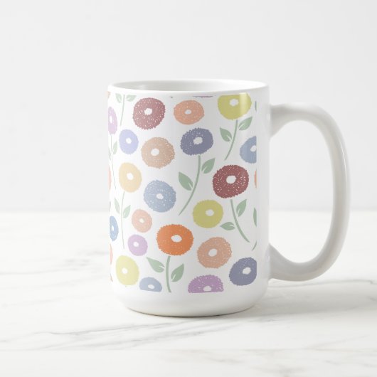 Fuzzy Flower Pattern Pastels on White Kaffeetasse (Rechts)