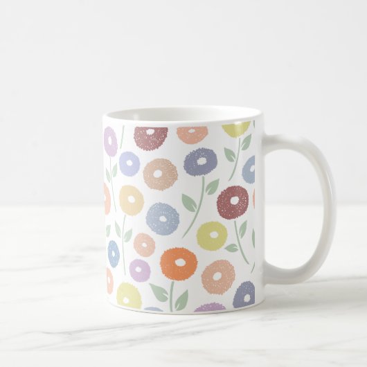 Fuzzy Flower Pattern Pastels on White Kaffeetasse (Rechts)
