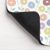 Fuzzy Flower Pattern Pastels on White Mousepad (Ecke)