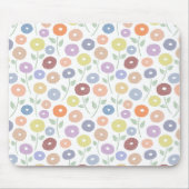 Fuzzy Flower Pattern Pastels on White Mousepad (Vorne)