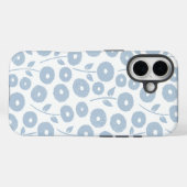 Fuzzy Flower Rpt Pattern Blue on White Case-Mate iPhone Hülle (Rückseite (Horizontal))