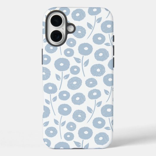 Fuzzy Flower Rpt Pattern Blue on White Case-Mate iPhone Hülle (Rückseite)