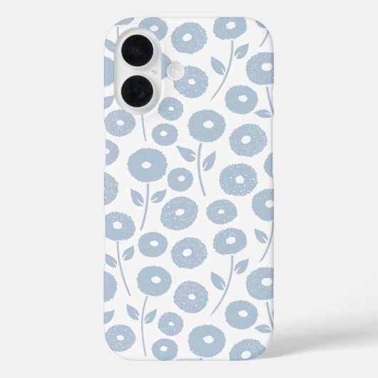 Fuzzy Flower Rpt Pattern Blue on White Case-Mate iPhone Hülle (Rückseite)