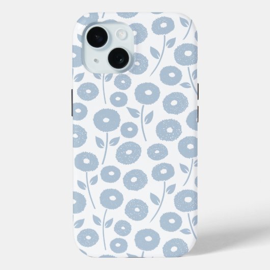 Fuzzy Flower Rpt Pattern Blue on White Case-Mate iPhone Hülle (Rückseite)