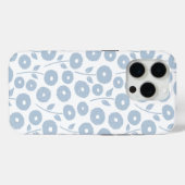 Fuzzy Flower Rpt Pattern Blue on White Case-Mate iPhone Hülle (Rückseite (Horizontal))