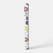 Fuzzy Flower Rpt Pattern Pastels on White iPhone 15 Hülle (Linke Seite)