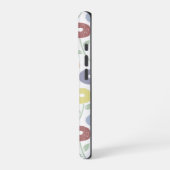 Fuzzy Flower Rpt Pattern Pastels on White iPhone Hülle (Linke Seite)