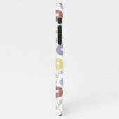 Fuzzy Flower Rpt Pattern Pastels on White iPhone Hülle (Linke Seite)