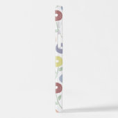 Fuzzy Flower Rpt Pattern Pastels on White iPhone Hülle (Linke Seite)