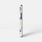 Fuzzy Flower Rpt Pattern Pastels on White iPhone Hülle (Linke Seite)