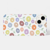 Fuzzy Flower Rpt Pattern Pastels on White iPhone Hülle (Rückseite (Horizontal))