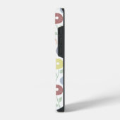 Fuzzy Flower Rpt Pattern Pastels on White iPhone Hülle (Linke Seite)