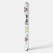 Fuzzy Flower Rpt Pattern Pastels on White iPhone Hülle (Linke Seite)