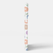 Fuzzy Flower Rpt Pattern Pastels on White iPhone Hülle (Rechte Seite)