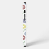 Fuzzy Flower Rpt Pattern Pastels on White iPhone Hülle (Linke Seite)