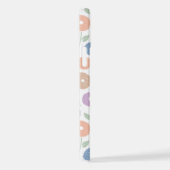 Fuzzy Flower Rpt Pattern Pastels on White iPhone Hülle (Rechte Seite)