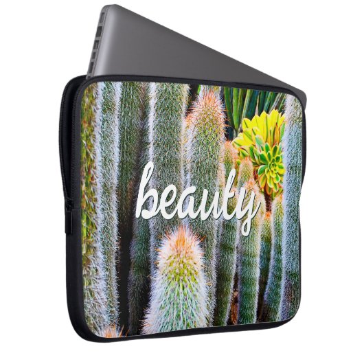 Fuzzy Green Cacti Succulent Foto Schönheitsskript Laptopschutzhülle (Vorne Rechts)