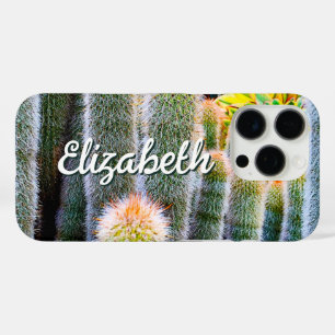 Fuzzy Green Cactus Succulent Foto Monogram Name iPhone 16 Pro Hülle