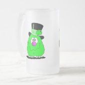 Fuzzy Green Creature & Green Beer Glass Stein Mattglas Bierglas (Vorderseite Links)