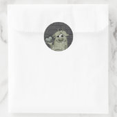 Fuzzy Green Monster mit Herz Runder Aufkleber (Tasche)