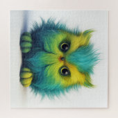 Fuzzy Green Owl Creature Puzzle (Horizontal)