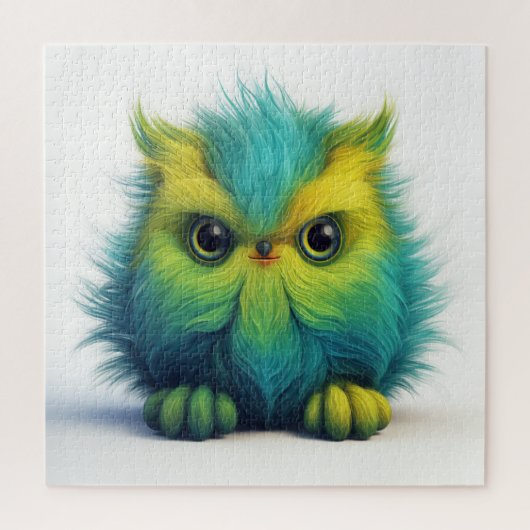 Fuzzy Green Owl Creature Puzzle (Vertikal)