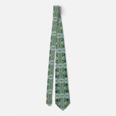 Fuzzy Green X on Denim Abstract Pattern Krawatte (Rückseite)