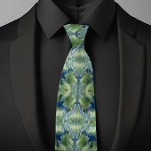 Fuzzy Green X on Denim Abstract Pattern Krawatte